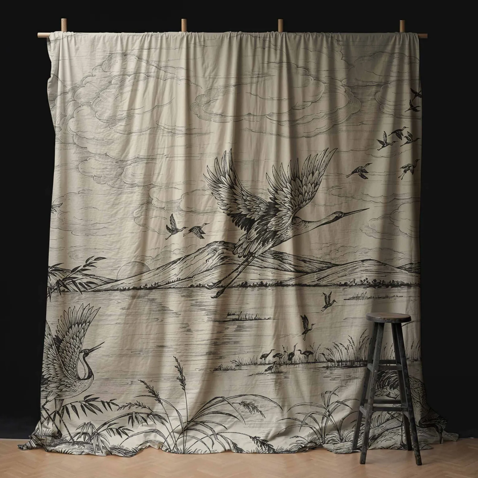 Heron's Poetry Tapestry Nacre - Coordonné